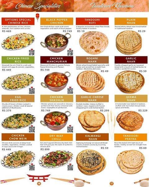 Options An Exotic Restaurant Menu - Food Pakistan