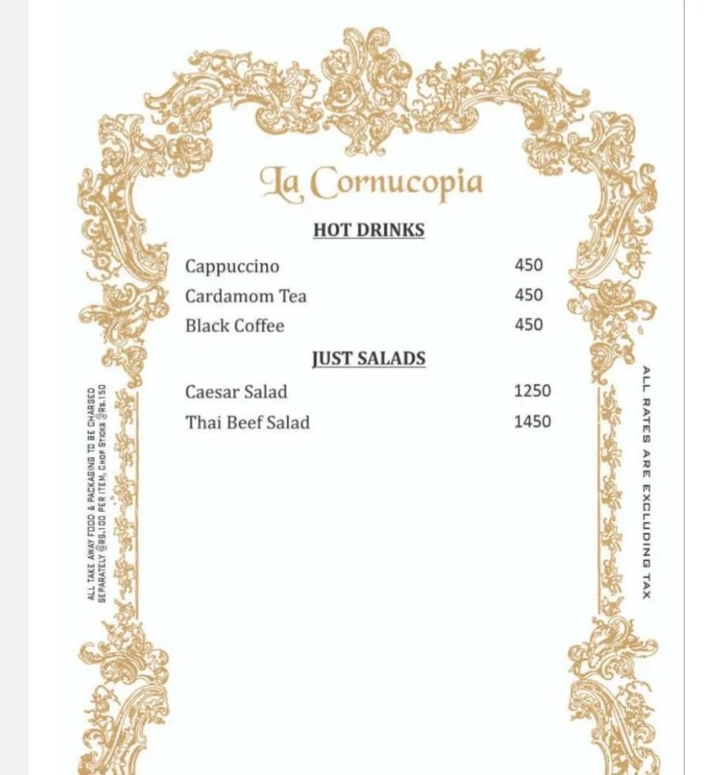 La Cornucopia Restaurant Menu