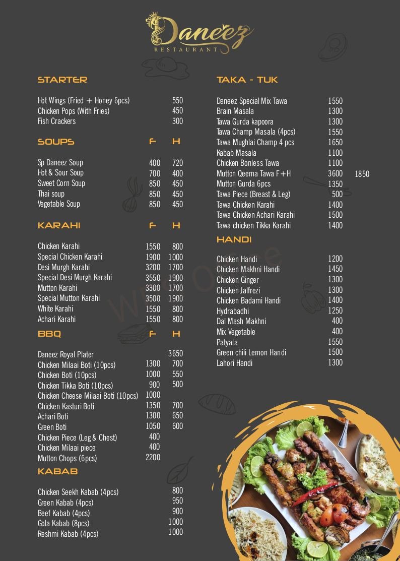 Daneez Restaurant Menu