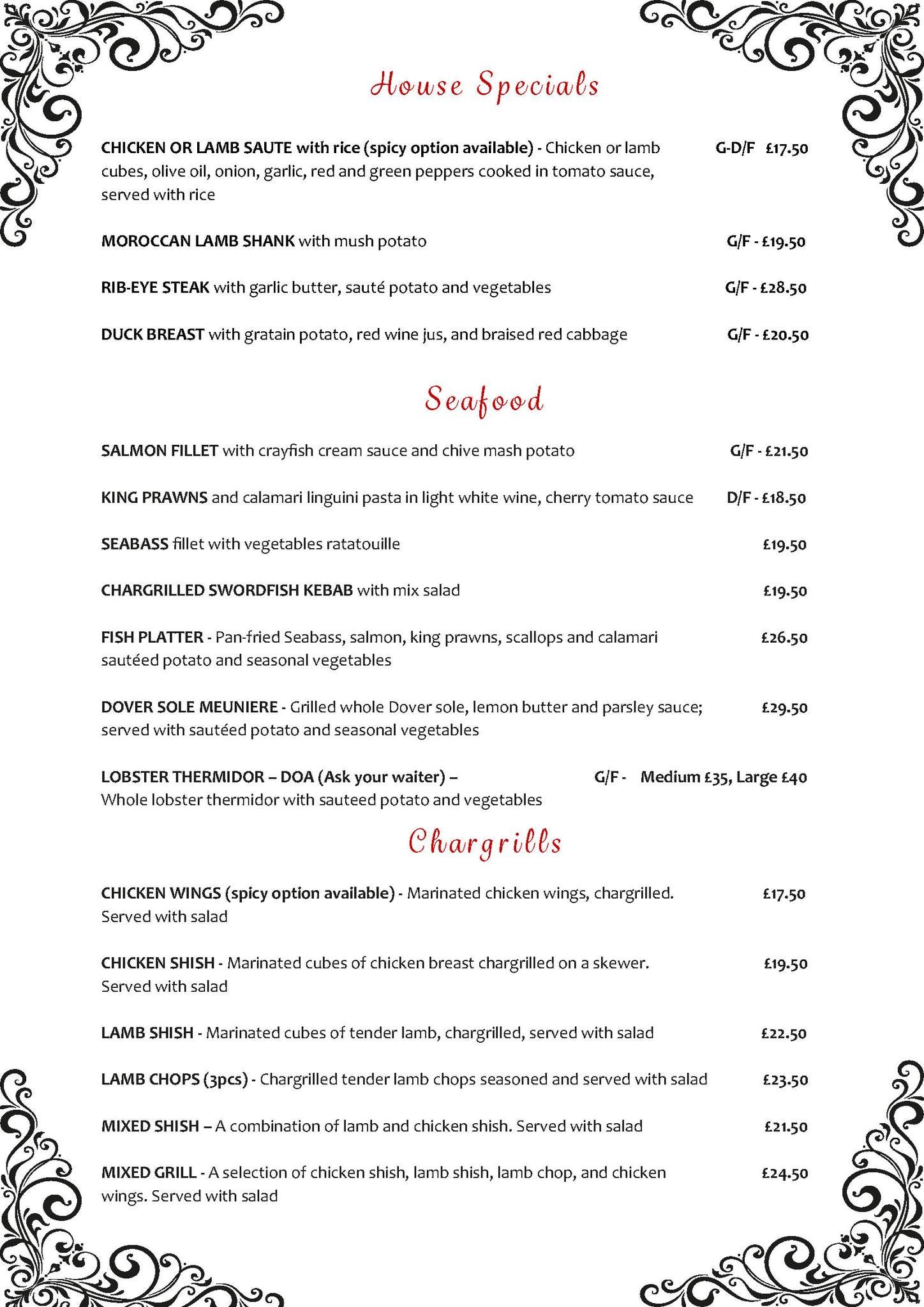 Saute Restaurant Menu