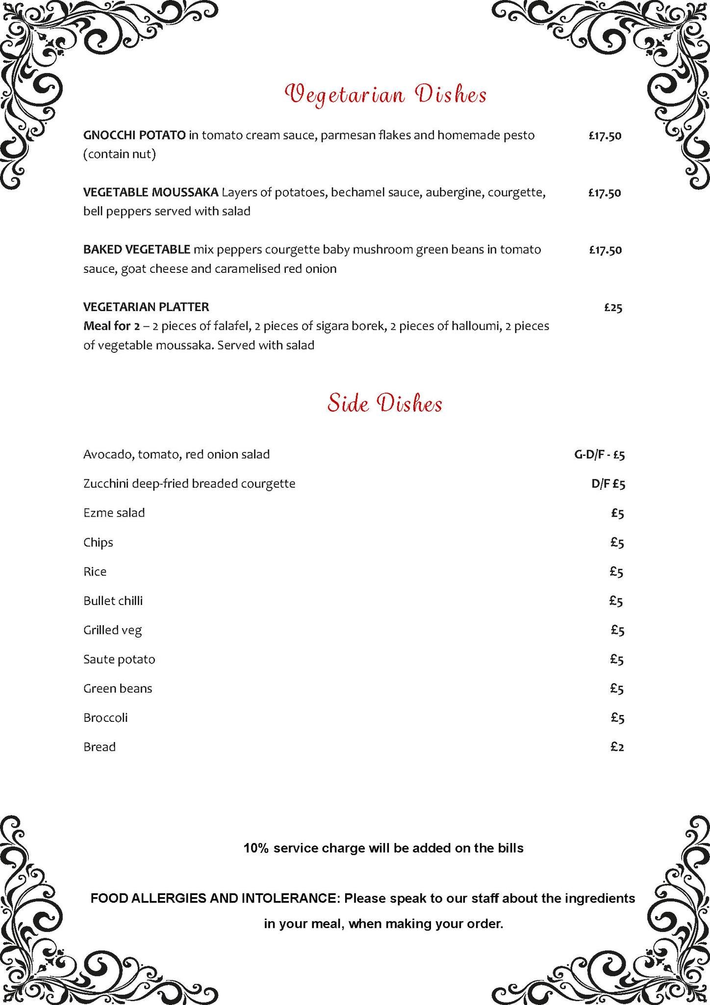 Saute Restaurant Menu