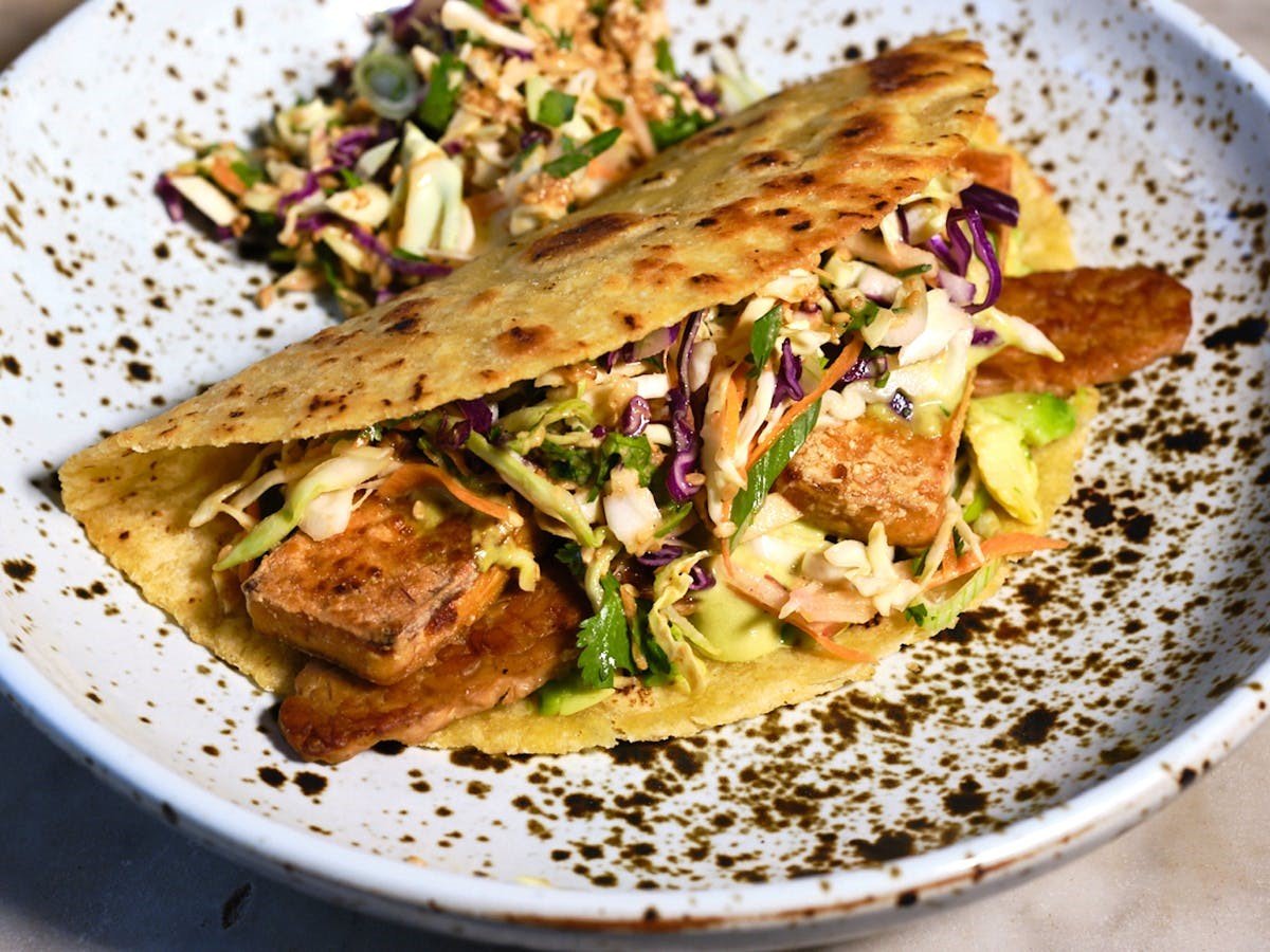 Vegan "Fish" Tacos A Flavorful Fusion of Tofu, Slaw, and Tempeh Bacon