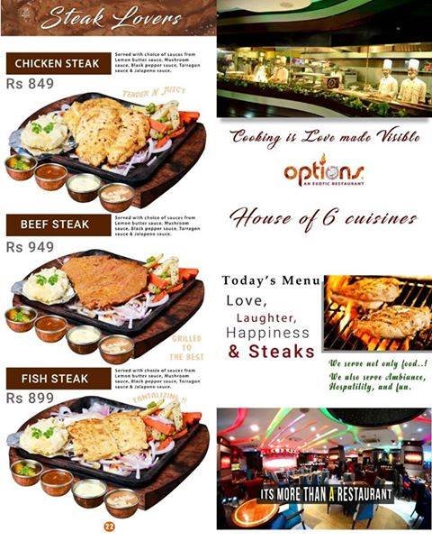 Options An Exotic Restaurant menu page 3