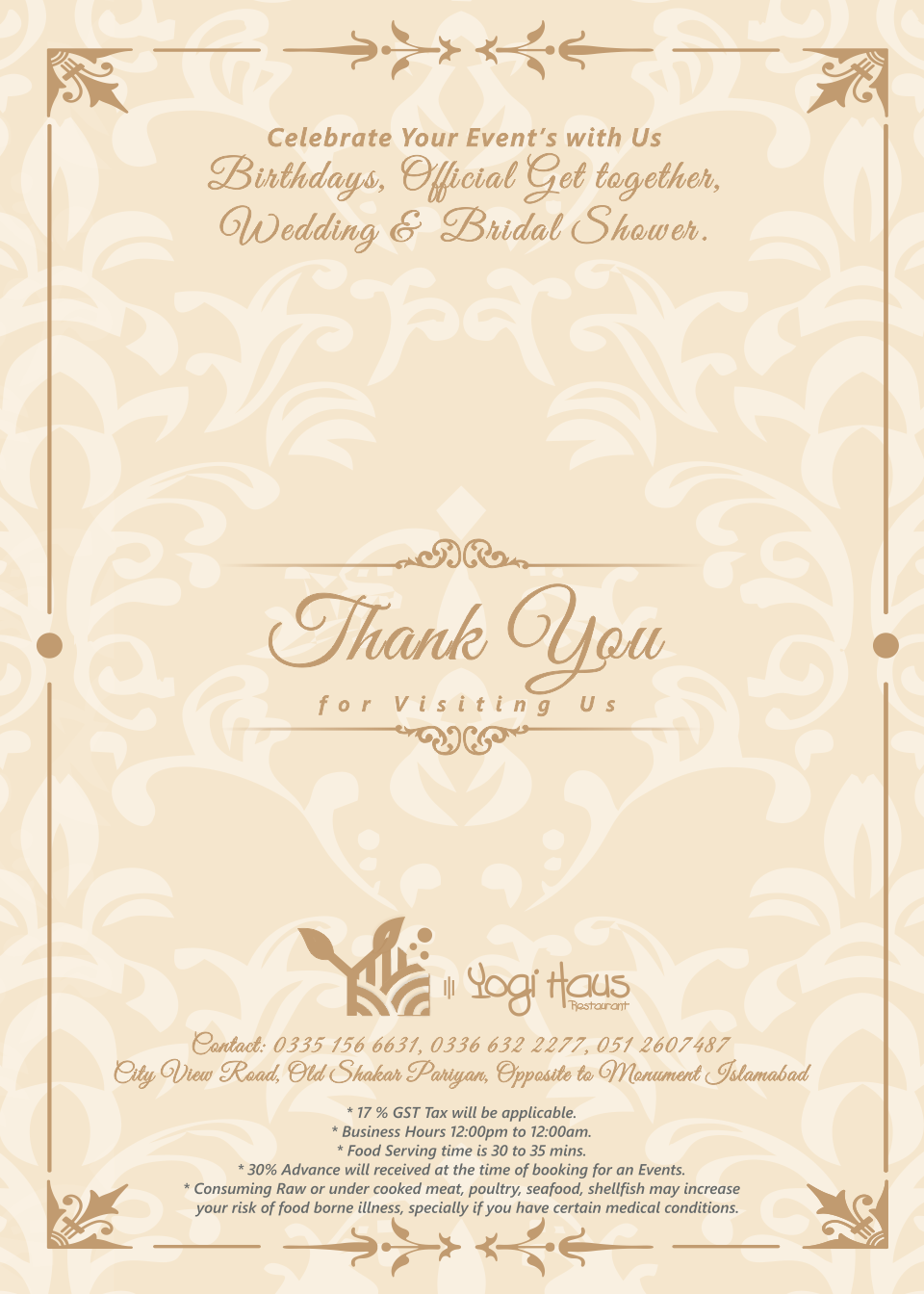 Yogi Haus Restaurant menu page 6