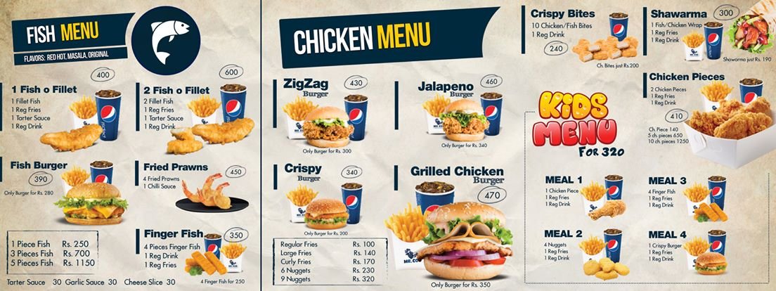 Mr. COD menu page 1