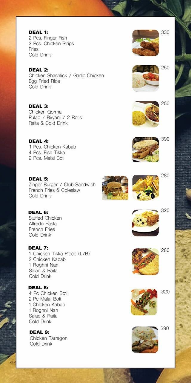 Lahore Cafeteria menu page 1