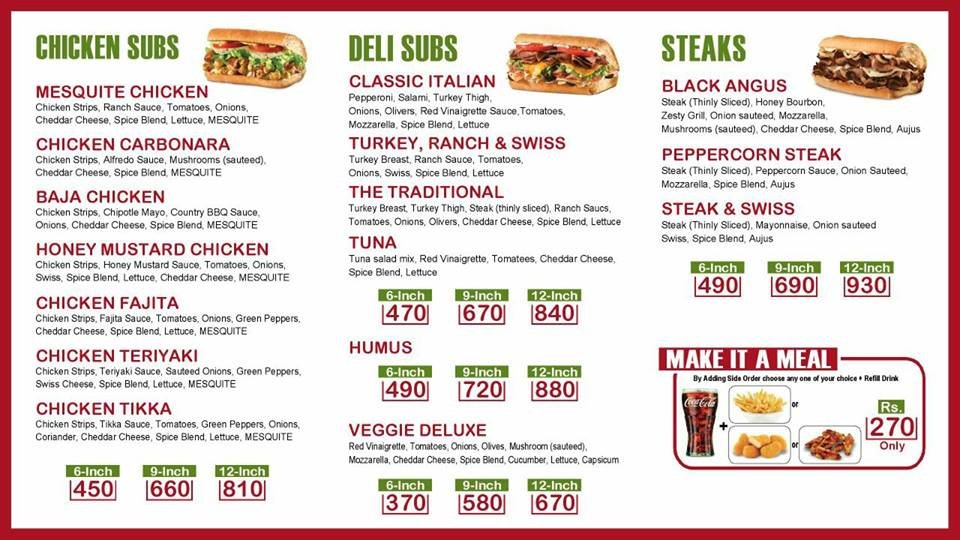 Quiznos Sub menu page 3