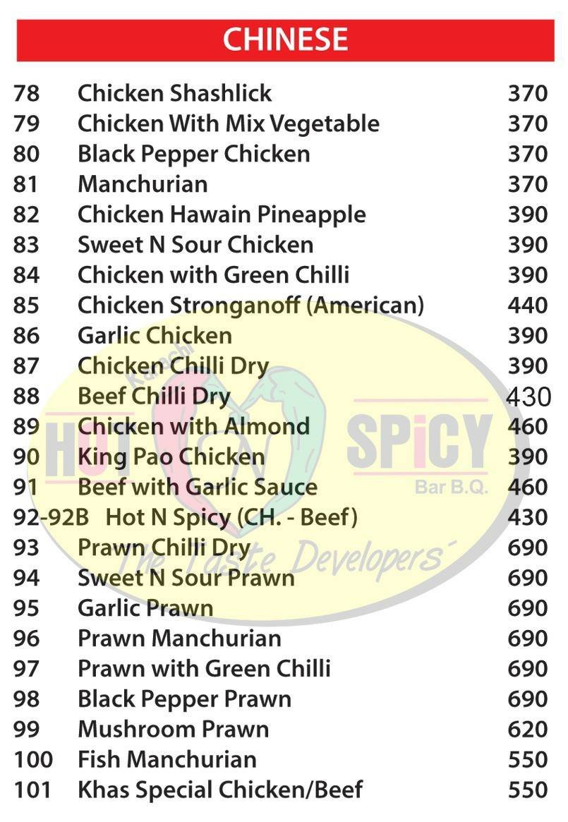 Karachi Hot and Spicy BBQ menu page 5