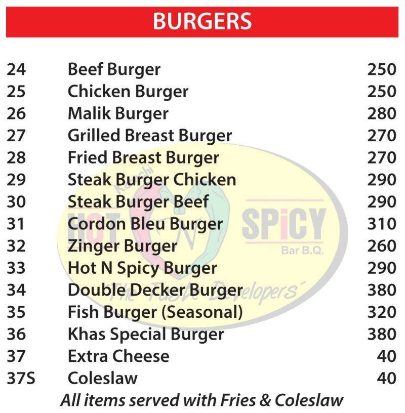 Karachi Hot and Spicy BBQ menu page 7