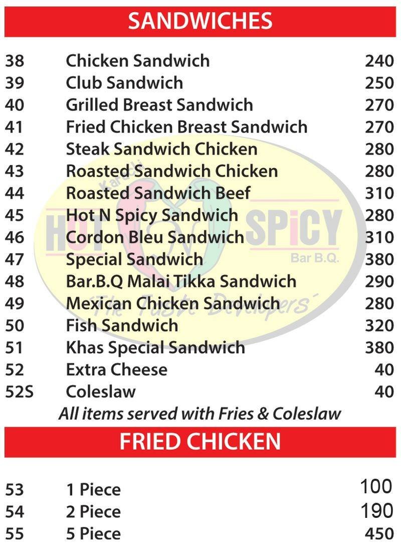 Karachi Hot and Spicy BBQ menu page 10