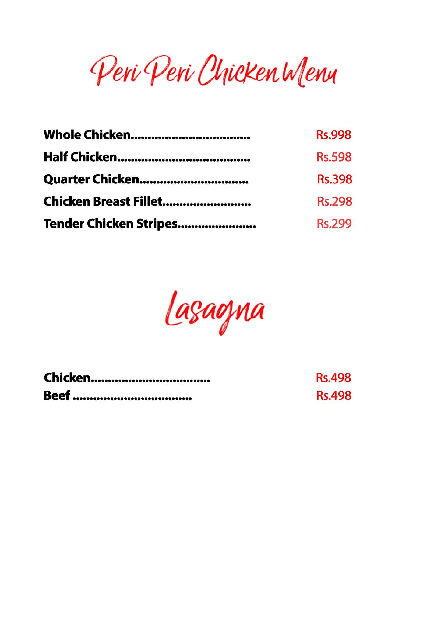 Jalal Sons menu page 1