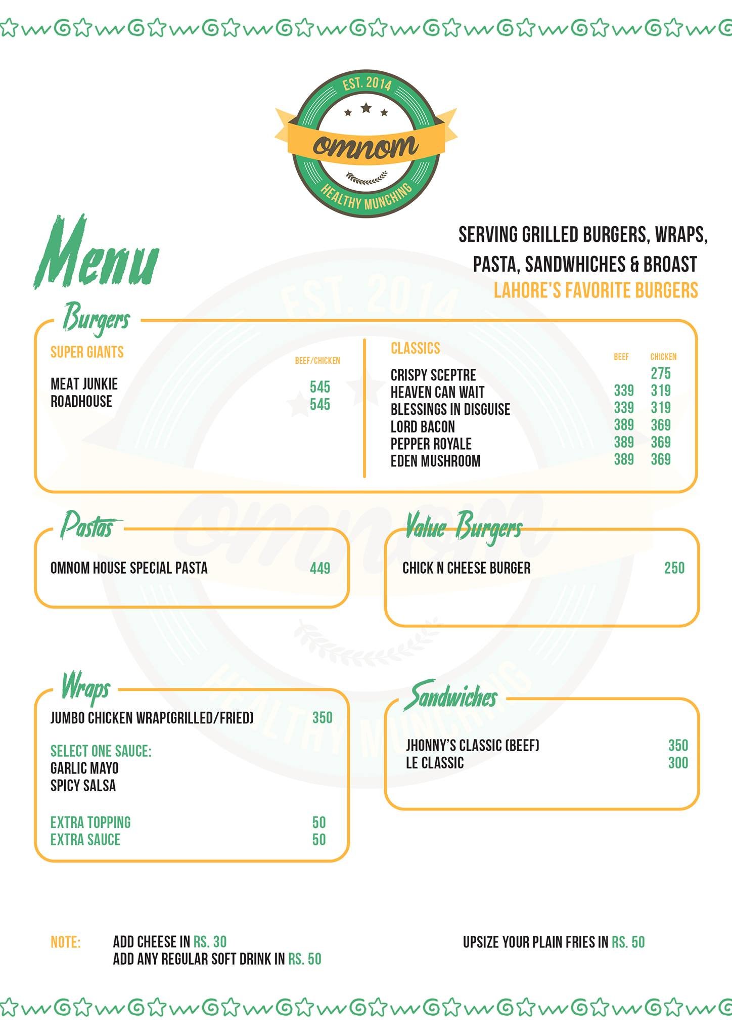 Omnom - Burgers & Grill menu page 1