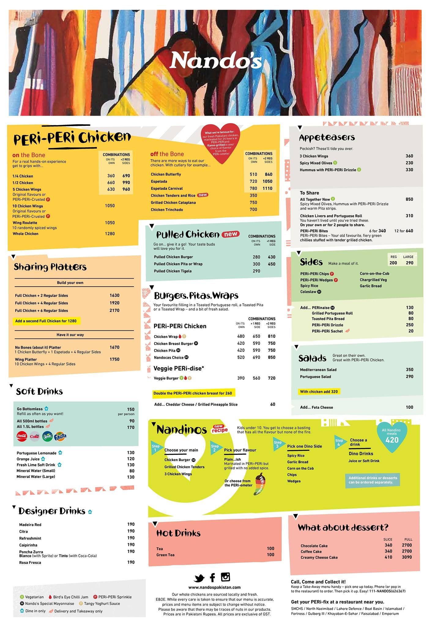 Nandos Lahore menu page 1