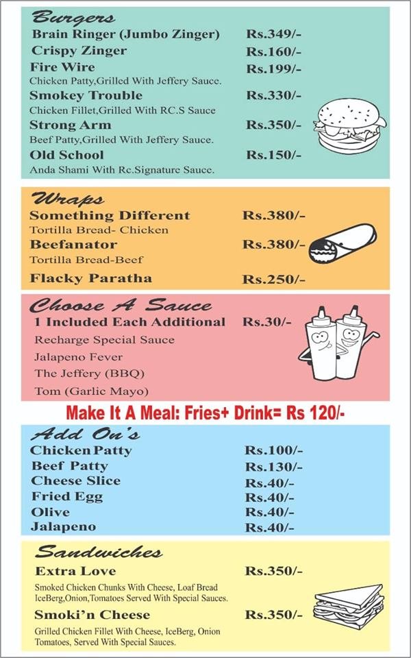Recharge Cafe menu page 2