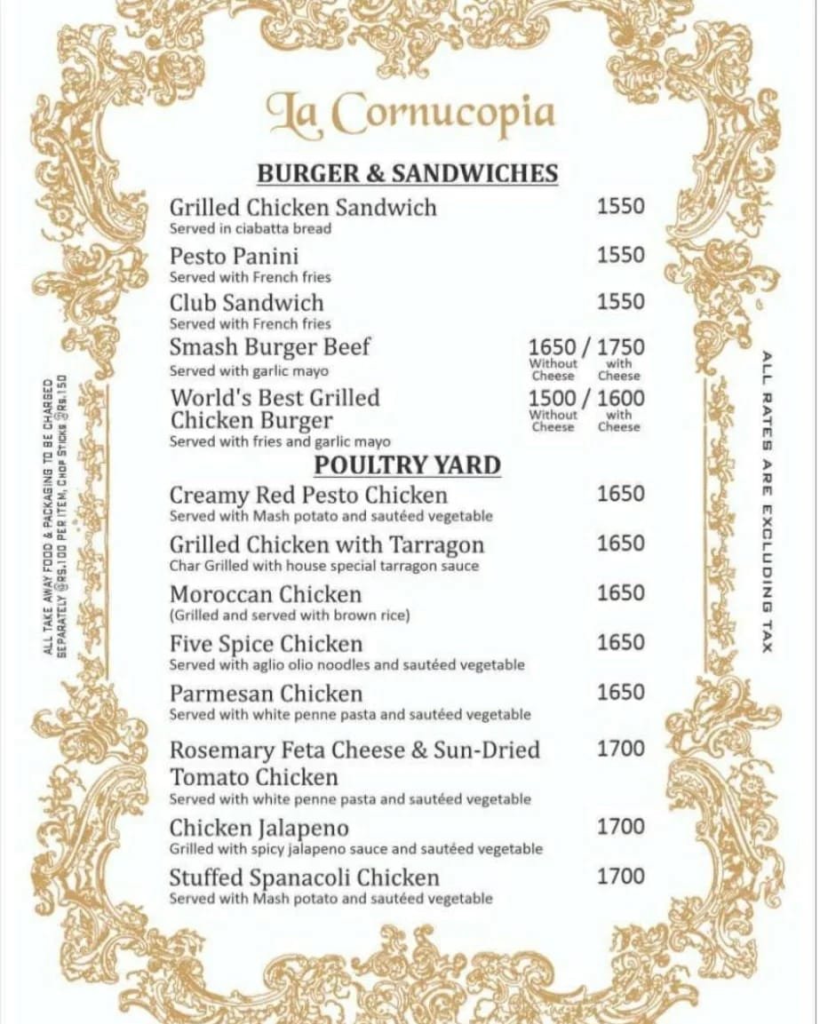 La Cornucopia Restaurant menu page 2
