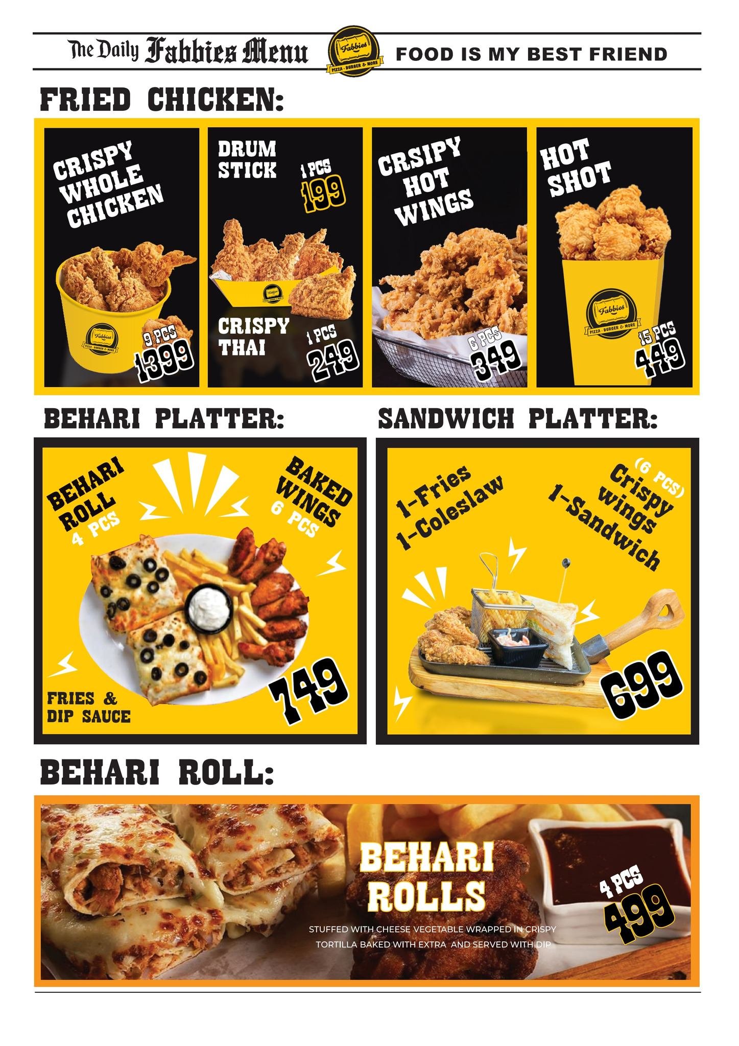 Fabbies Pizza menu page 4