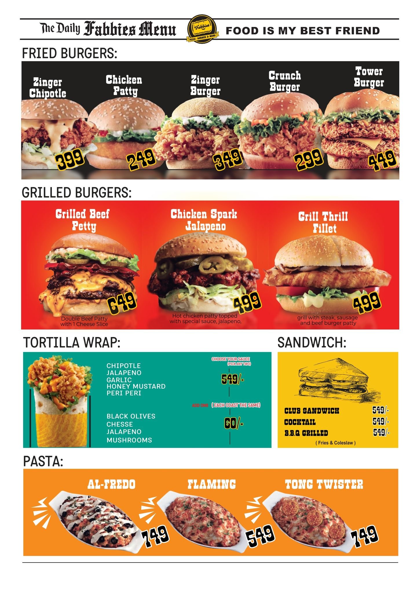 Fabbies Pizza menu page 5