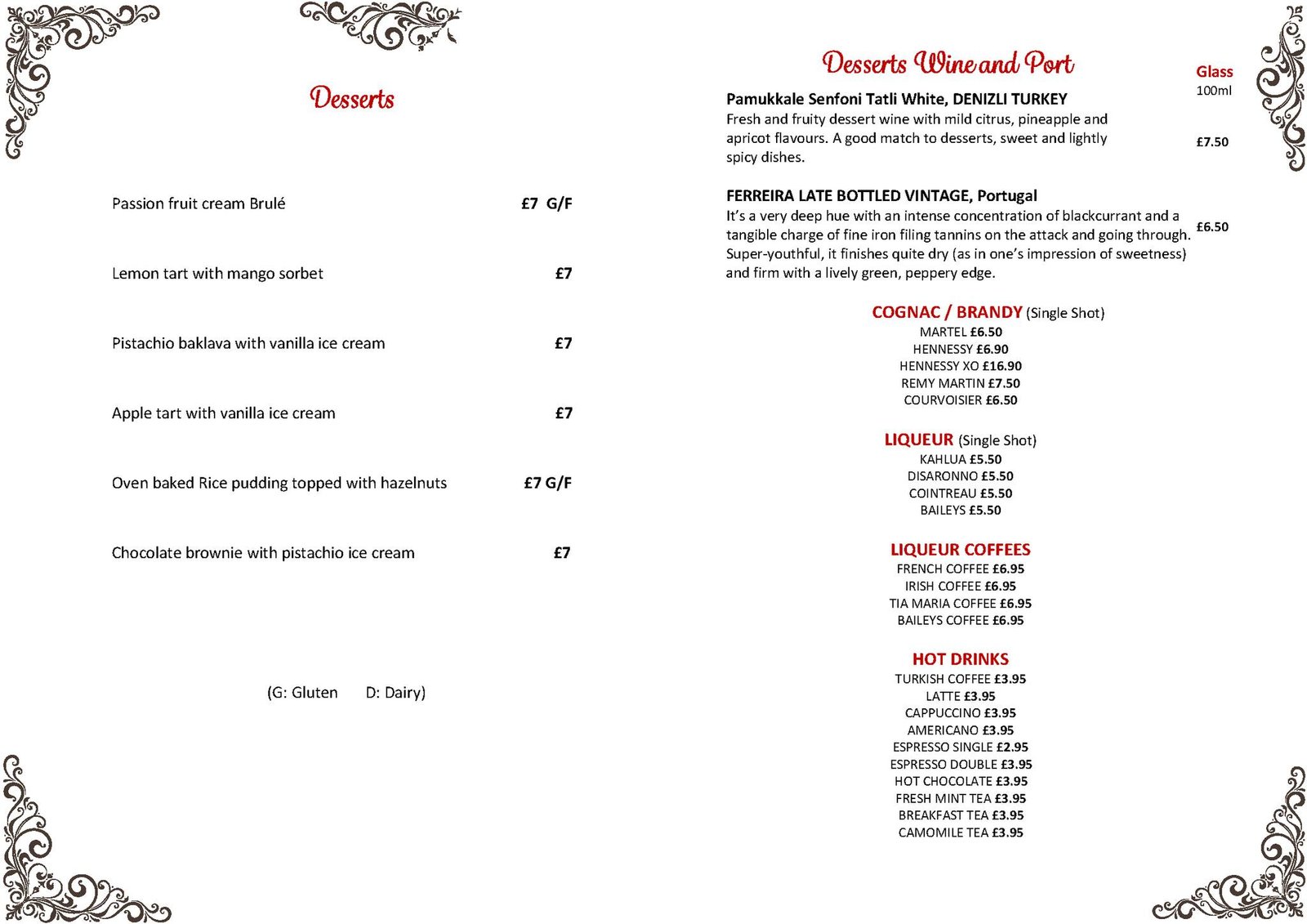Saute Restaurant menu page 4